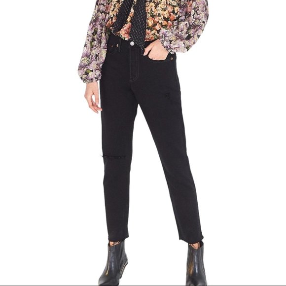 Levi's Denim - Levi’s Wedgie Icon Jeans Farm-Rio Black Ripped Knee Womens 28